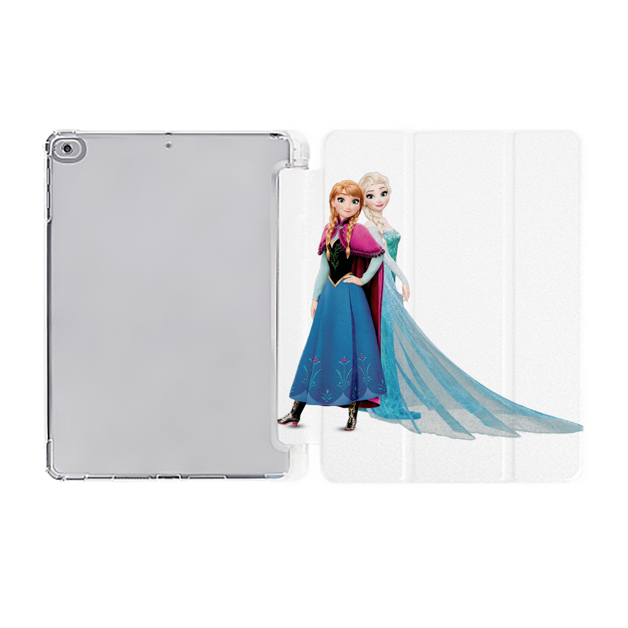 （画像用） アナと雪の女王 アンナ エルサ Frozen Anna Elsa IPad ケース ペン収納付き 三つ折りスタンド PUレザー×シリコン 対応機種9.5/10.5/10.9インチ